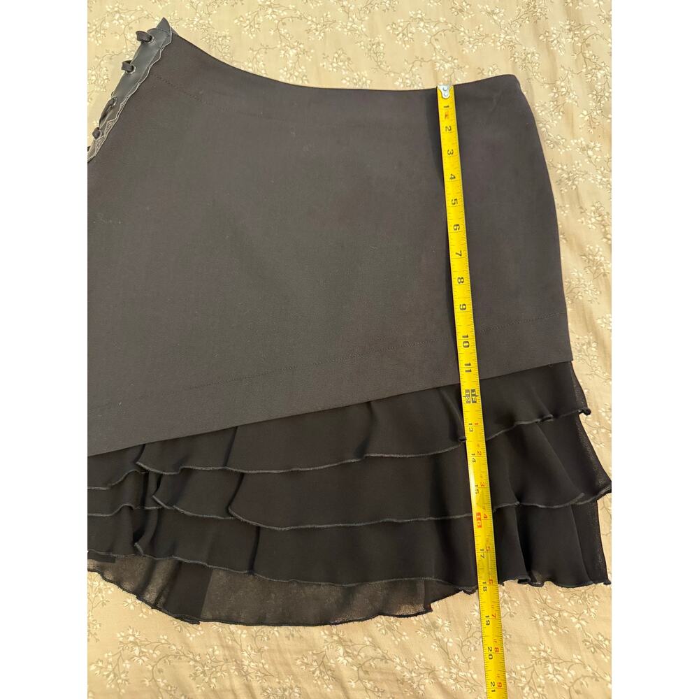 Vintage Moschino Jeans Black Asymmetric Tiered Ruffle Mini Skirt size 10 - Picture 7 of 7